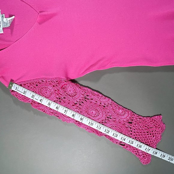 Joseph A. Pink Top with‎ Long Crochet Sleeves Size Small - Picture 13 of 16